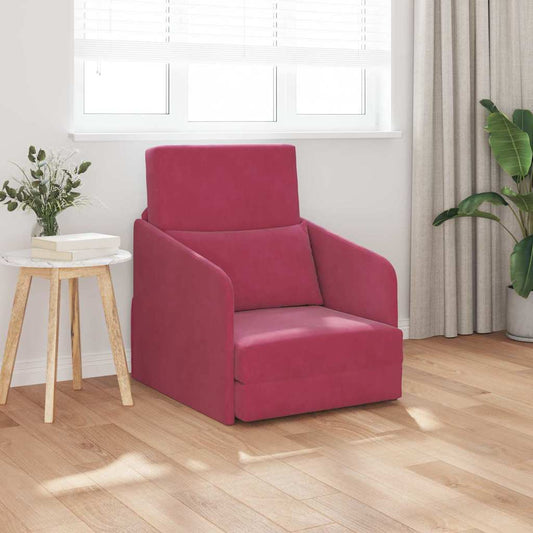 Sofá-Cama Vinho Vermelho 65 x 80 x 83 cm Veludo