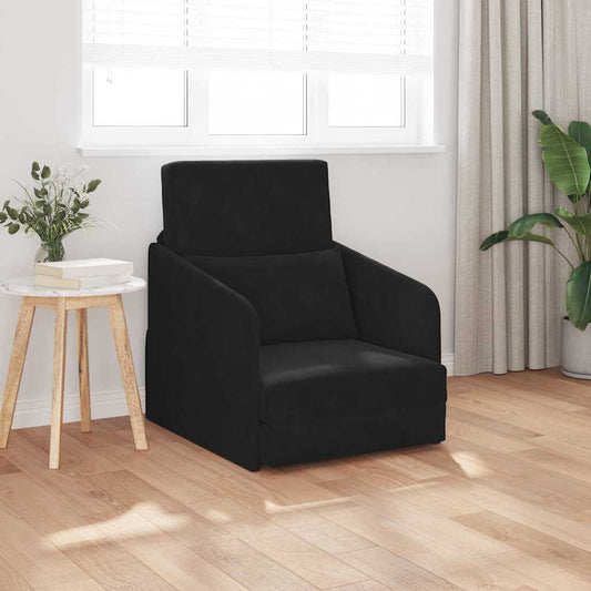 Sofá-Cama Preto 65 x 80 x 83 cm Veludo