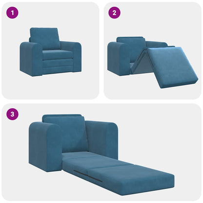 Sofá-Cama Azul 98 x 71 x 83 cm Veludo