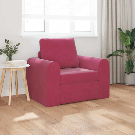 Sofá-Cama vermelho tinto 98 x 71 x 83 cm Veludo