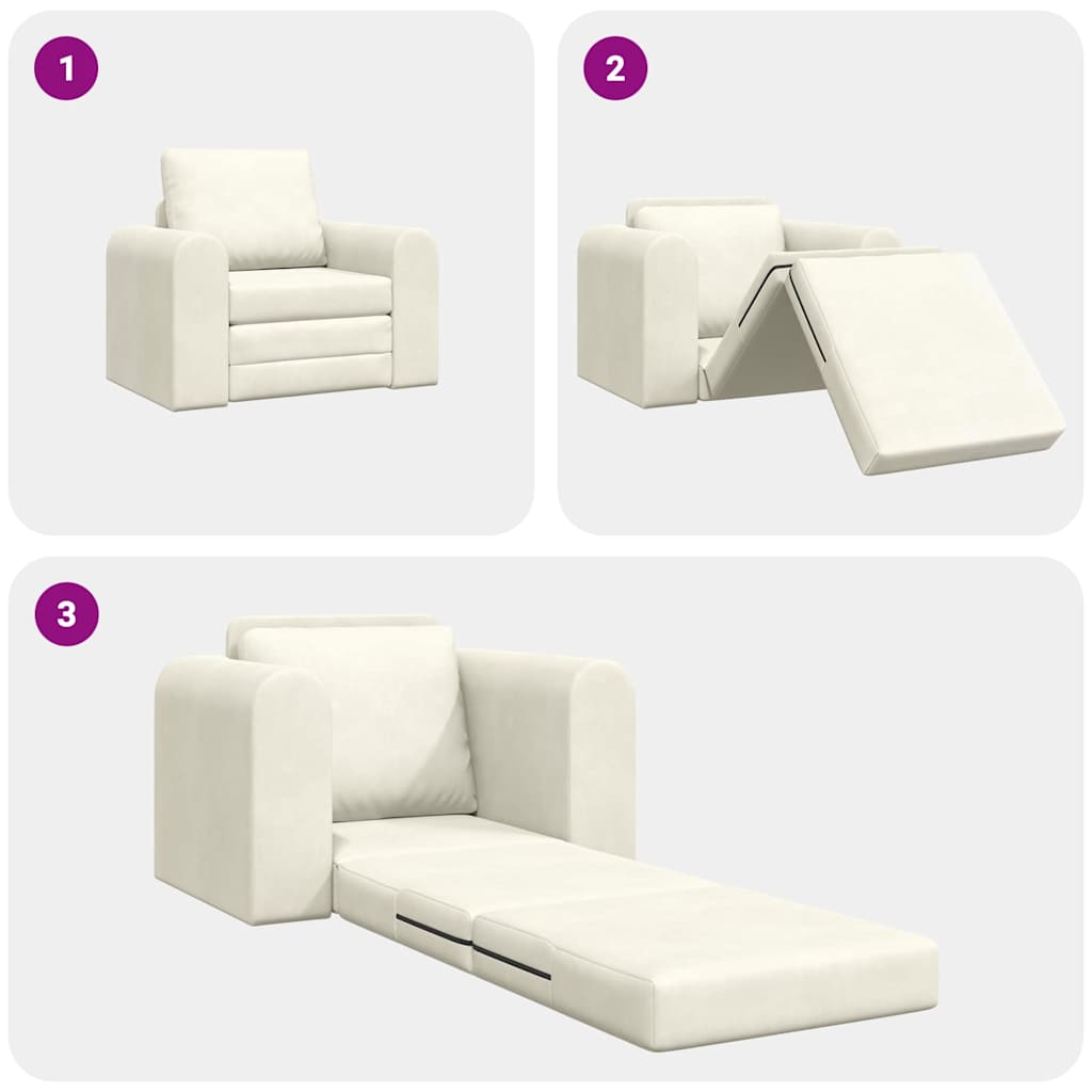 Sofá-Cama Creme 98 x 71 x 83 cm Veludo