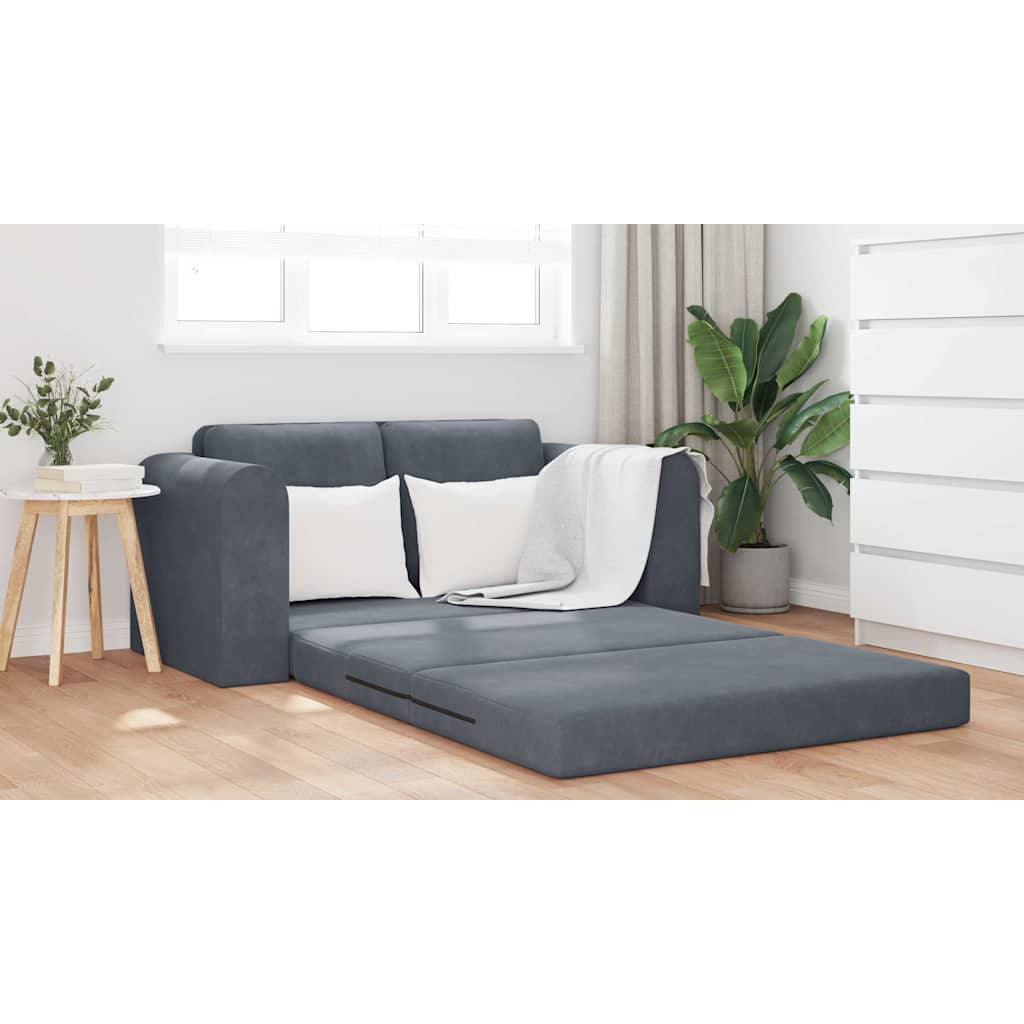 Sofá-Cama Cinzento escuro 148 x 71 x 83 cm Veludo