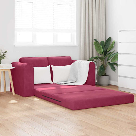 Sofá-Cama Vinho Vermelho 148 x 71 x 83 cm Veludo