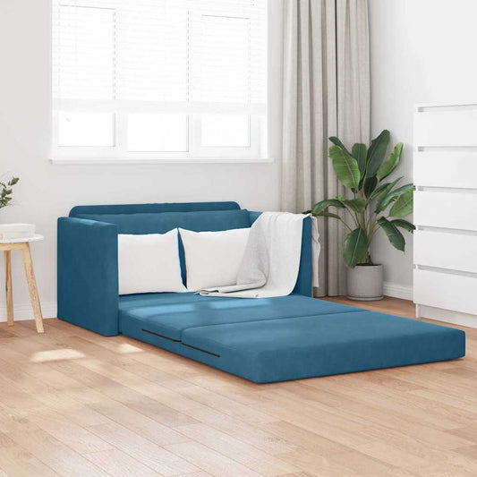Sofá-Cama Azul 124 x 204 x 61 cm Veludo