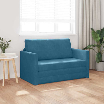 Sofá-Cama Azul 124 x 204 x 61 cm Veludo