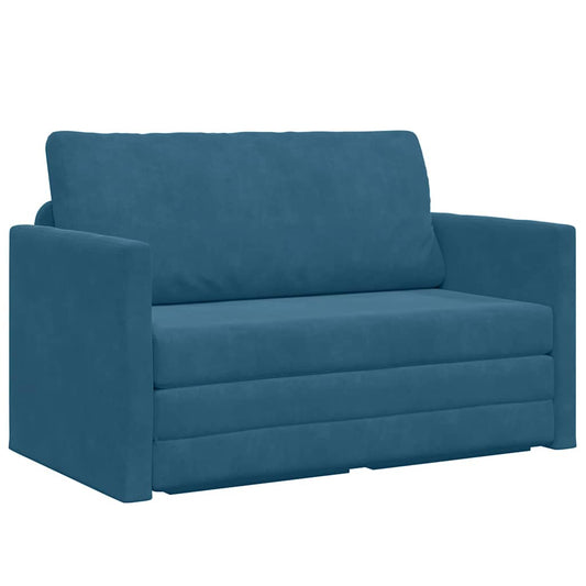Sofá-Cama Azul 124 x 204 x 61 cm Veludo
