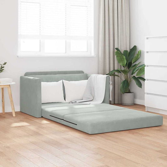 Sofá-Cama Cinzento-claro 124 x 204 x 61 cm Veludo