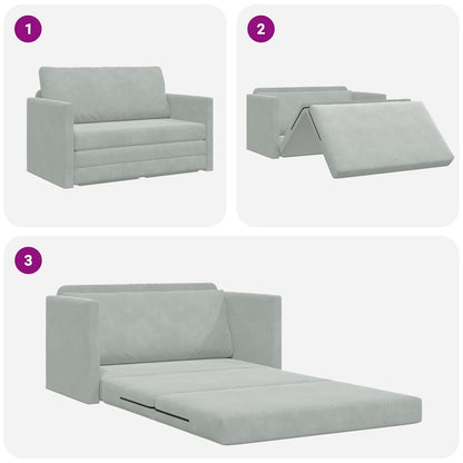 Sofá-Cama Cinzento-claro 124 x 204 x 61 cm Veludo