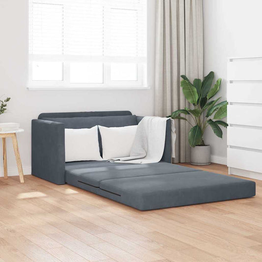Sofá-Cama Cinza Escuro 124 x 204 x 61 cm Veludo