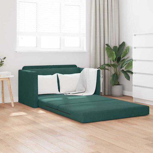 Sofá-Cama Verde Escuro 124 x 204 x 61 cm Veludo