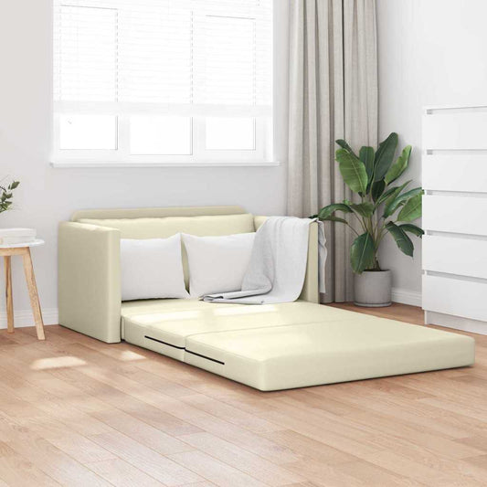Sofá-Cama Creme 124 x 71 x 78 cm Couro Artificial