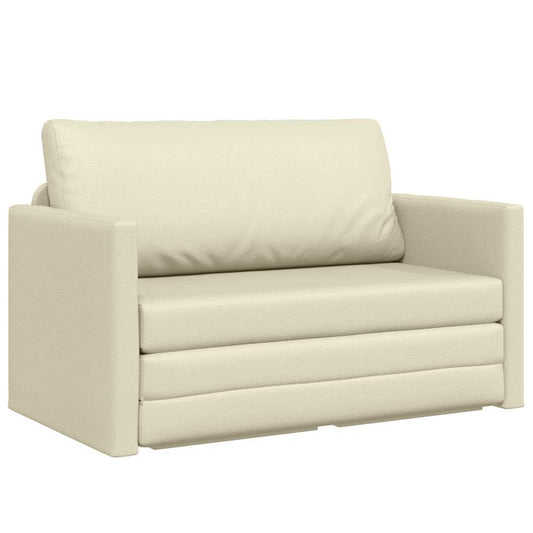 Sofá-Cama Creme 124 x 71 x 78 cm Couro Artificial