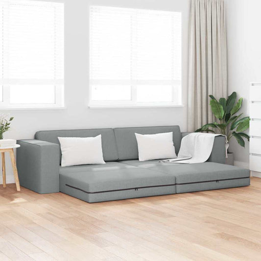 Sofá-cama de chão Cinzento-claro 245 x 78 x 77 cm tecido
