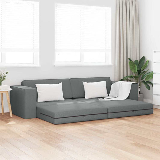 Sofá-cama de chão Cinza Escuro 245 x 78 x 77 cm tecido