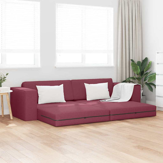 Sofá-cama de chão vermelho tinto 245 x 78 x 77 cm tecido