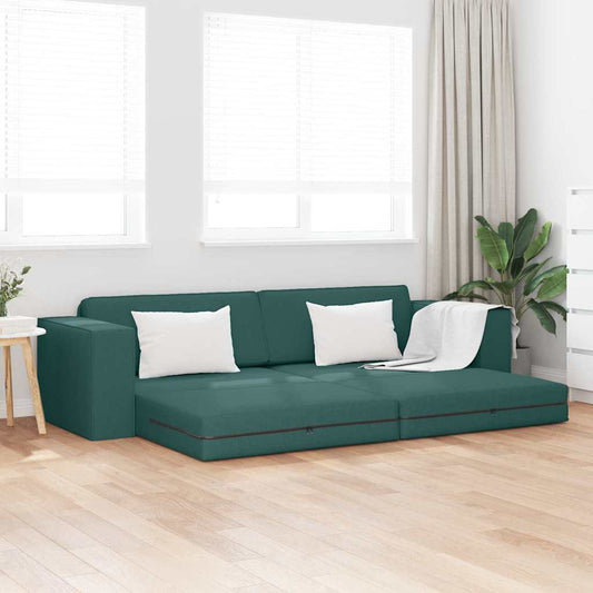 Sofá-cama de chão Verde-escuro 245 x 78 x 77 cm tecido