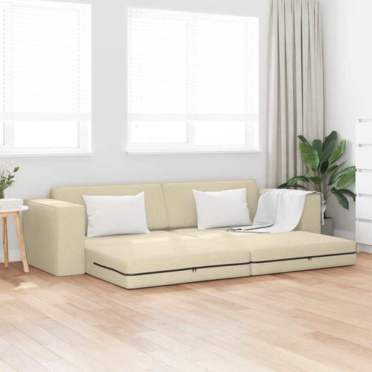 Sofá-cama Creme 245 x 78 x 77 cm tecido