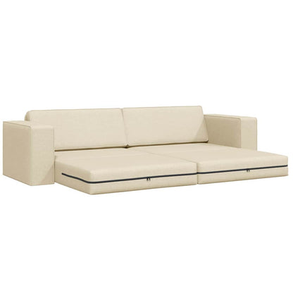Sofá-cama Creme 245 x 78 x 77 cm tecido