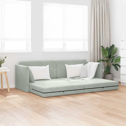 Sofá-Cama Cinzento-claro 213 x 70 x 77 cm Veludo