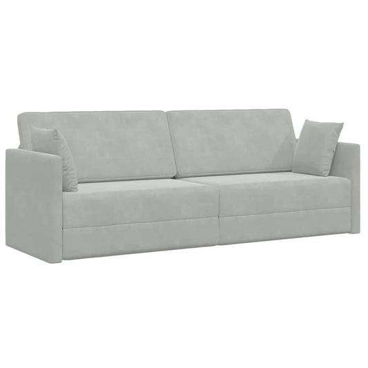 Sofá-Cama Cinzento-claro 213 x 70 x 77 cm Veludo