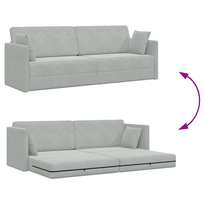 Sofá-Cama Cinzento-claro 213 x 70 x 77 cm Veludo