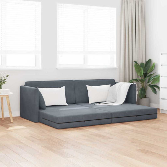 Sofá-Cama Cinza Escuro 213 x 70 x 77 cm Veludo