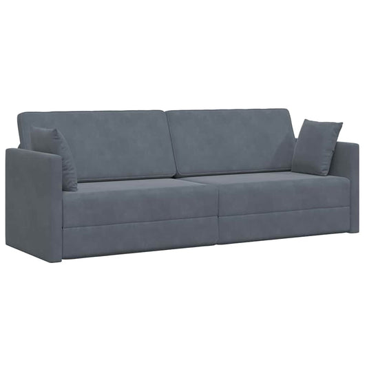 Sofá-Cama Cinza Escuro 213 x 70 x 77 cm Veludo