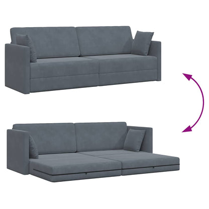 Sofá-Cama Cinza Escuro 213 x 70 x 77 cm Veludo