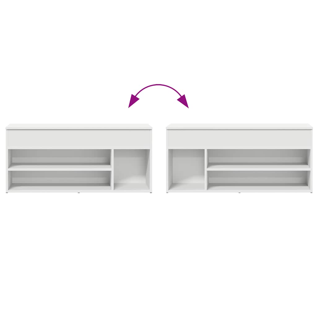 Banco sapateira 102x30,5x45 cm derivados de madeira branco