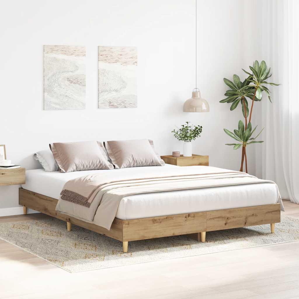 Estrutura de cama sem colchão 100x200 cm carvalho artesanal
