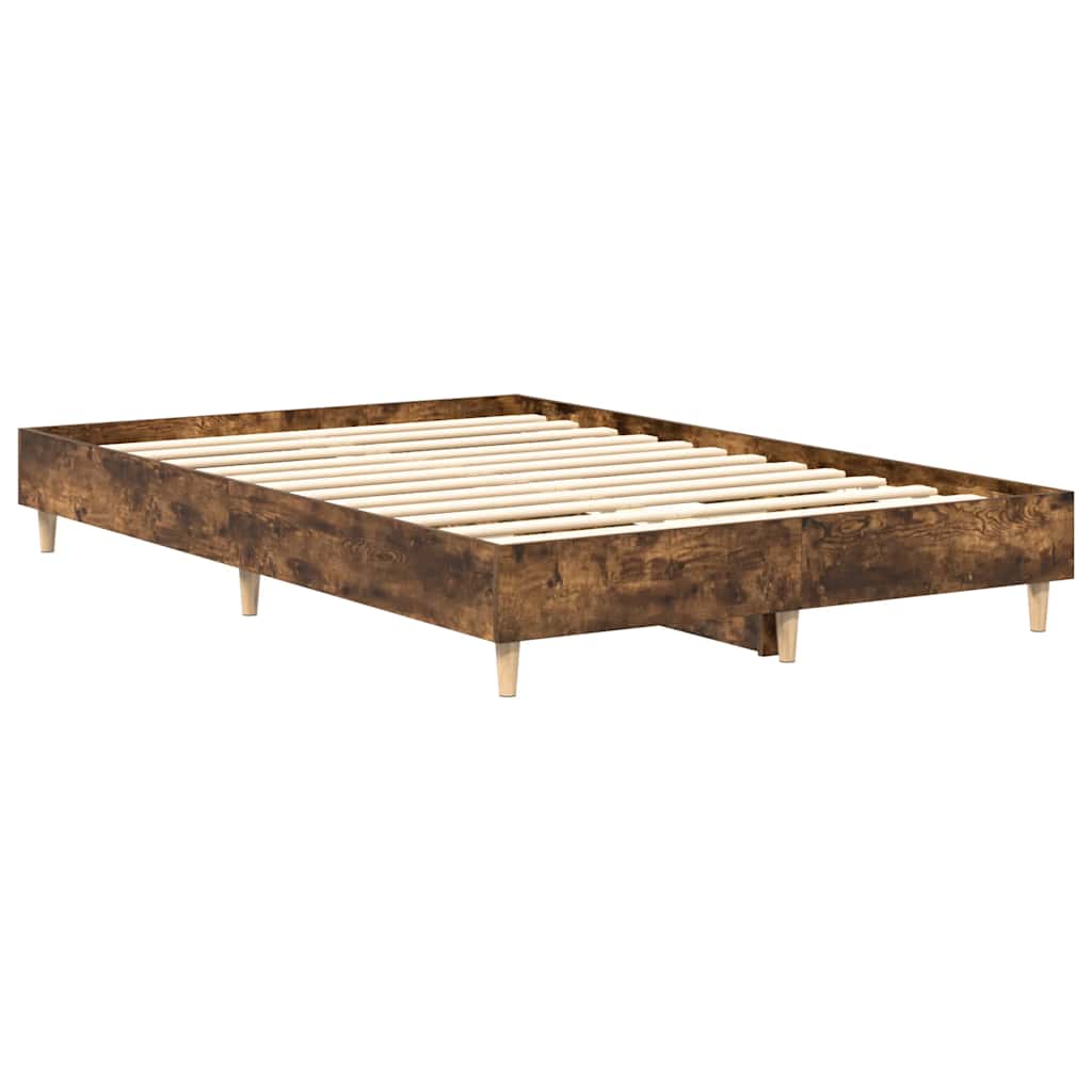Estrutura de cama sem colchão 140x190 cm carvalho fumado