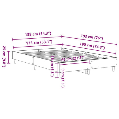 Estrutura de cama sem colchão 135x190 cm cinza cimento