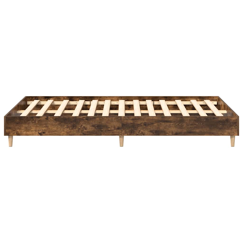 Estrutura de cama sem colchão 135x190 cm carvalho fumado