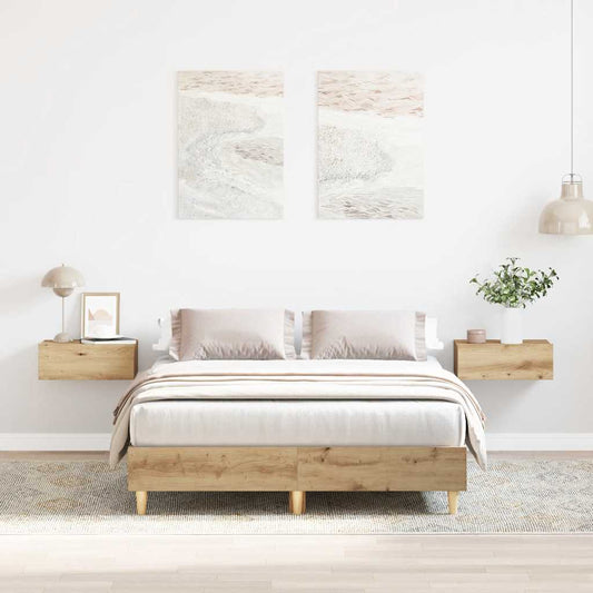 Estrutura de cama sem colchão 135x190 cm carvalho artesanal