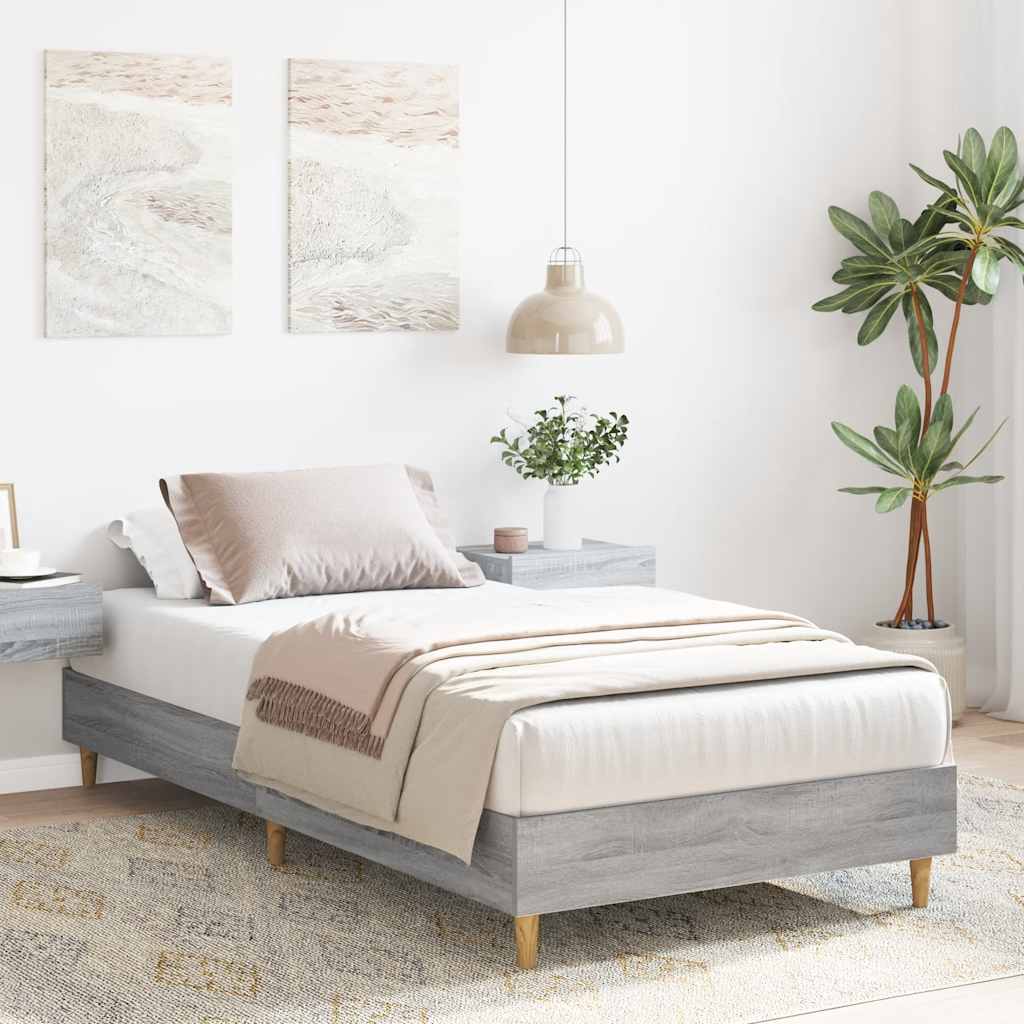 Estrutura cama s/ colchão 75x190 cm cinzento sonoma