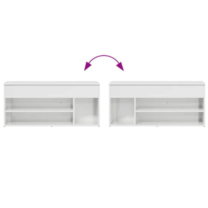 Banco sapateira 102x30,5x45 cm branco brilhante