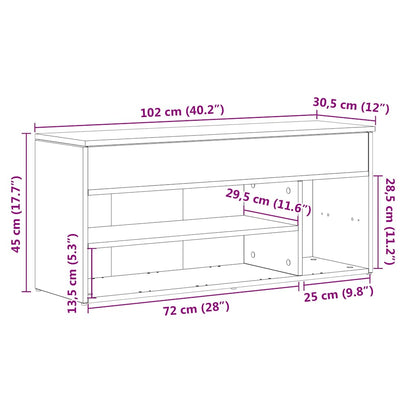 Banco sapateira 102x30,5x45 cm branco brilhante