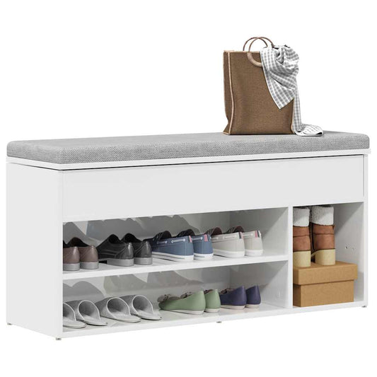 Banco sapateira 102x30,5x45 cm branco brilhante