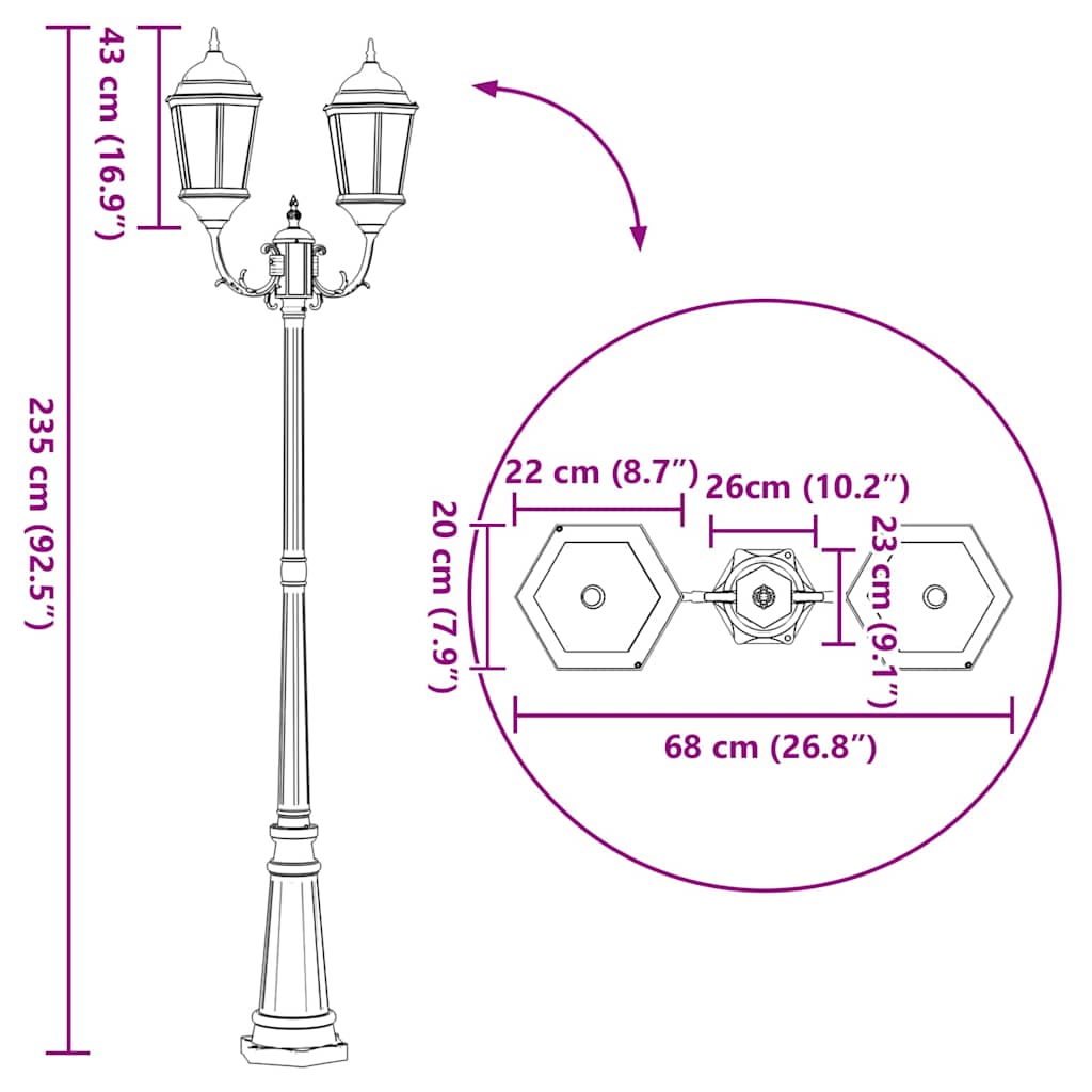 Luz de Jardim Branco 235 cm Alumínio