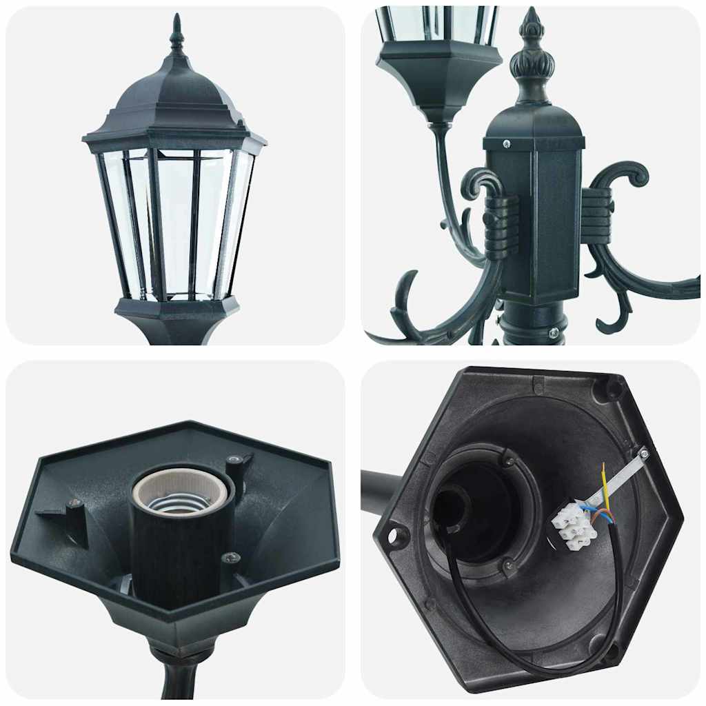 Poste de Luz de Jardim Verde-escuro Alumínio e Vidro