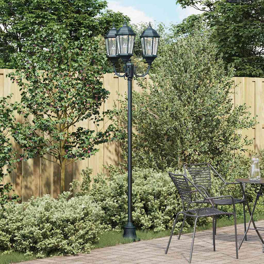 Poste de Luz de Jardim Verde-escuro Alumínio e Vidro