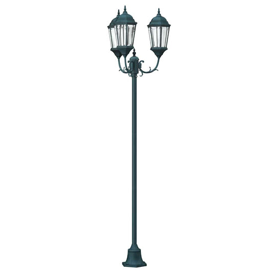 Poste de Luz de Jardim Verde-escuro Alumínio e Vidro