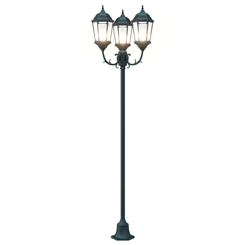 Poste de Luz de Jardim Verde-escuro Alumínio e Vidro