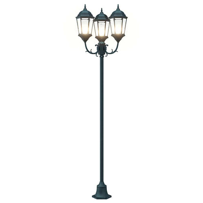 Poste de Luz de Jardim Verde-escuro Alumínio e Vidro