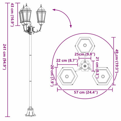 Poste de Luz de Jardim Verde-escuro Alumínio e Vidro