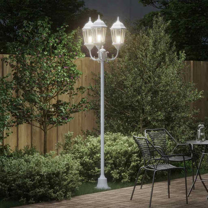 Poste de Luz de Jardim Branco Alumínio e Vidro
