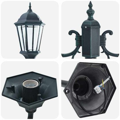 Poste de Luz de Jardim Verde Escuro Alumínio e Vidro