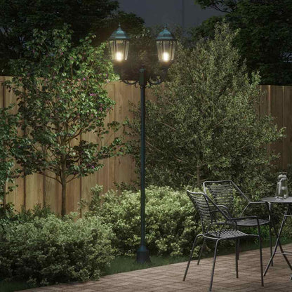 Poste de Luz de Jardim Verde Escuro Alumínio e Vidro