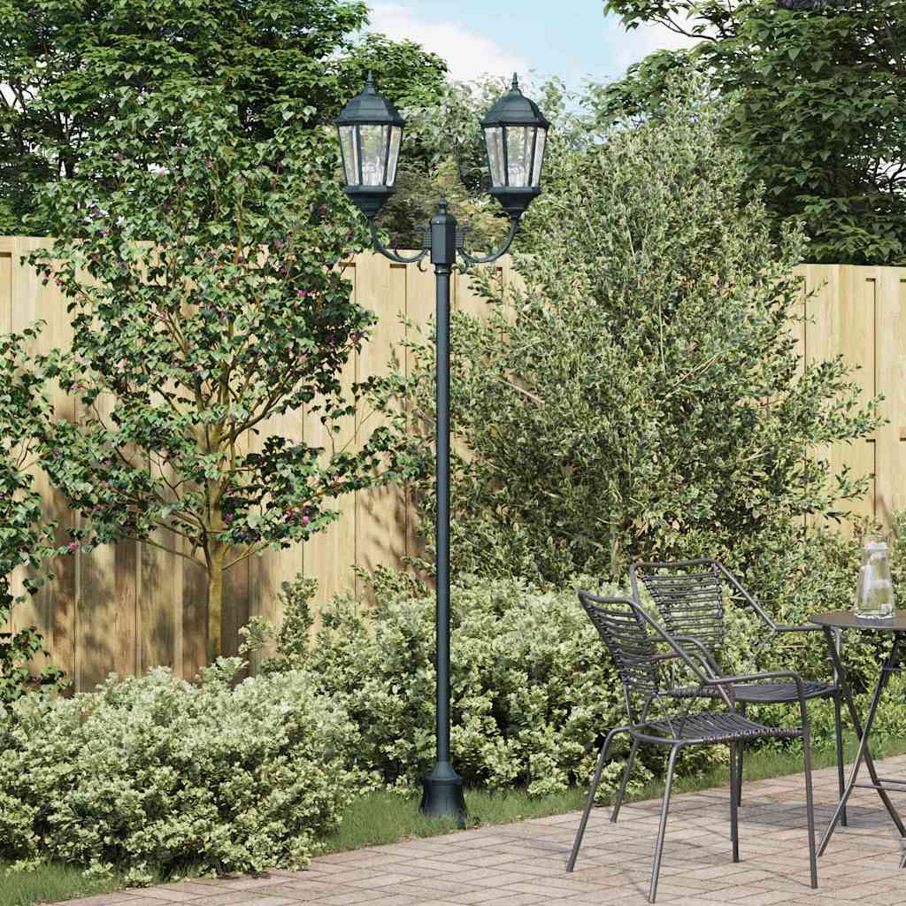 Poste de Luz de Jardim Verde Escuro Alumínio e Vidro