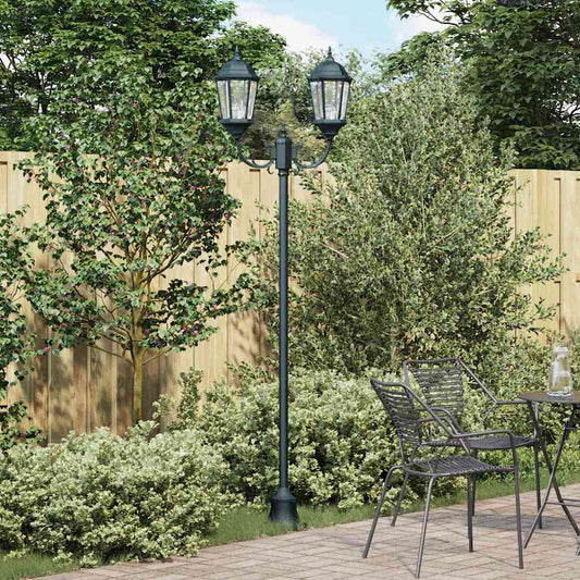 Poste de Luz de Jardim Verde Escuro Alumínio e Vidro